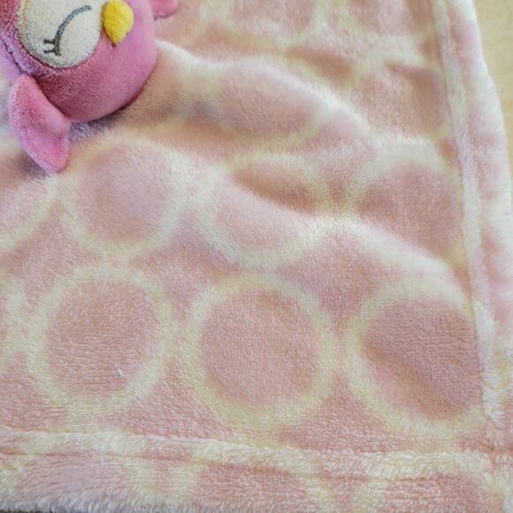 HB Pink Owl Security Blanket Lovey 12x12" Circles Print Baby Comfort Toy Plushie - Picture 5 of 11